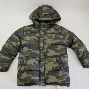 Camouflage Puffer Jacket Hooded | Olive Green | Gymboree Boy S (5-6)
